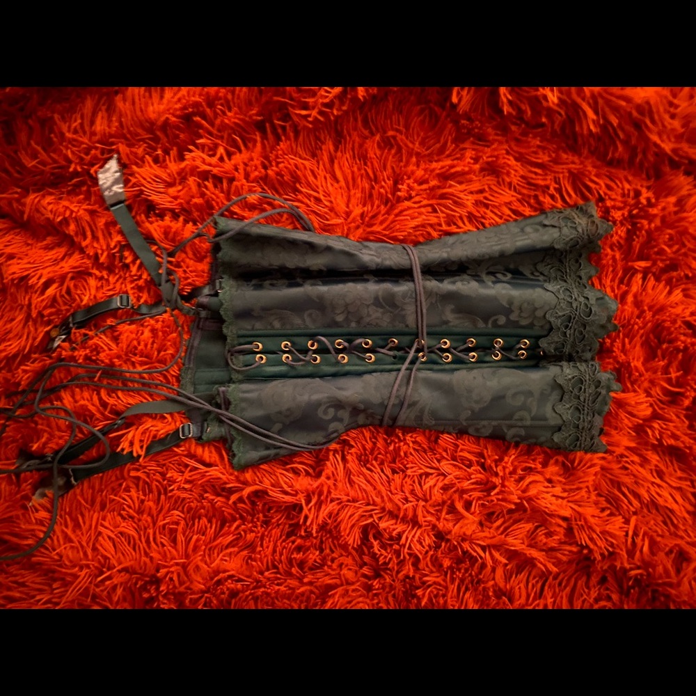 Fredericks of Hollywood Teal Lace Up Corset- SOLD